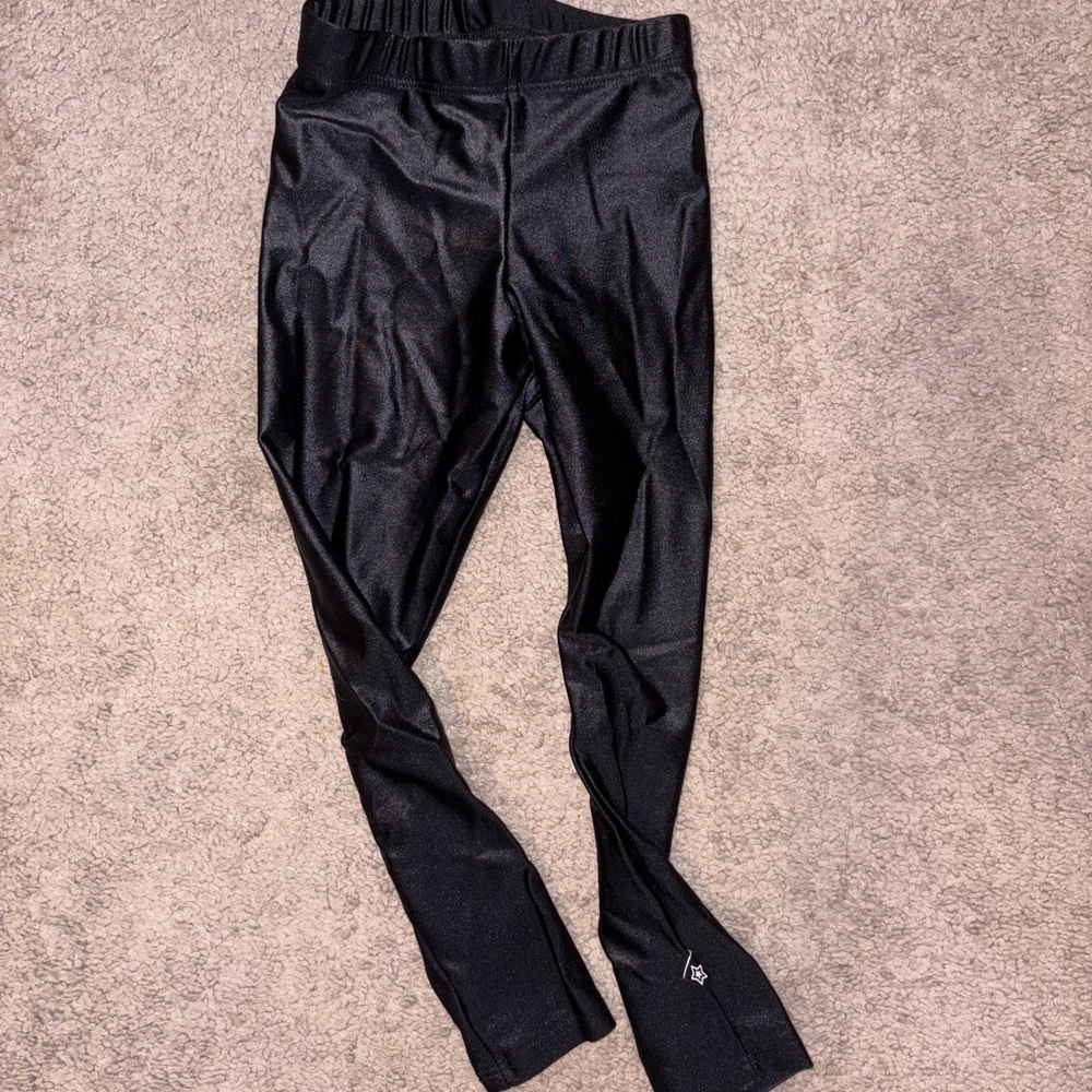 PixieLane Black Shiny Leggings Size 4